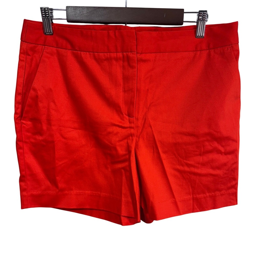 Worthington Womens 10 Bright Cyber Orange Shorts Flat Front Chino Stretch Casual